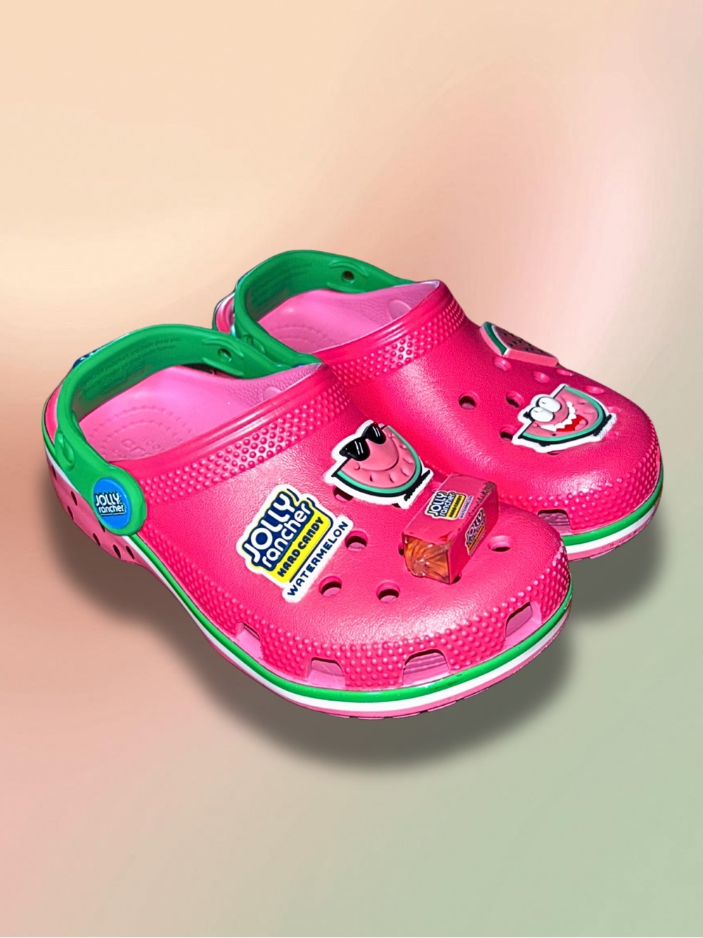 Crocs Kids Jolly Rancher Watermelon Classic Clogs Size C10 with Jibbitz